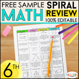 6th Grade Math Review& Quizzes | 6th Grade Math Homework | FREE