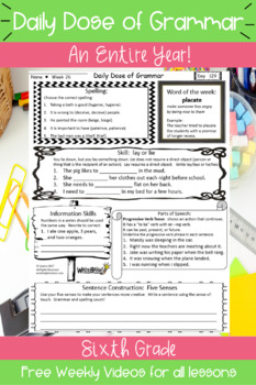 Preview of Sixth Grade Grammar Skills Daily Dose Bundle Daily Standards Assessments