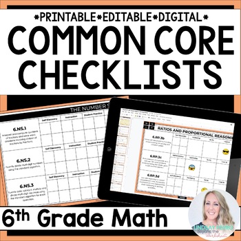 6th grade math common core standards checklists by lindsay perro