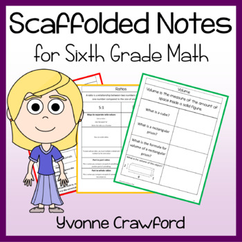 Preview of Sixth Grade Math Scaffolded Notes | Guided Notes | Math Facts Fluency