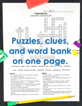 Math Worksheets - 6th Grade Math Vocabulary Crossword ...