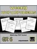 Sixth Grade Math:  Weekly Word Problems for ILEARN by Kay 