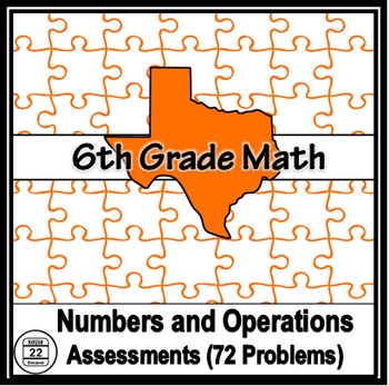 Preview of 6th Grade Math TEKS Numbers and Operations Mini-Assessments