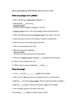 6th Grade Reading Staar Stem Questions Worksheets Teaching Resources Tpt