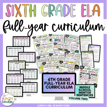 Preview of Sixth Grade Reading Writing Grammar Full Year ELA Curriculum | Mentor Text Units
