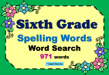 Preview of 39 Sixth Grade Spelling Words Word Search, 39 Vocabulary Activities