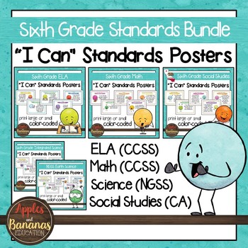 Preview of Sixth Grade Standards Bundle "I Can" Posters