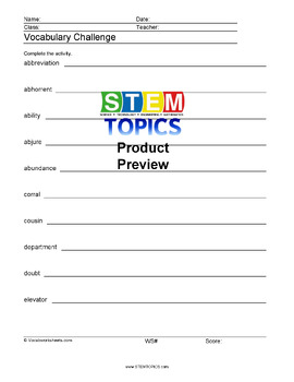 sixth grade vocabulary worksheets by stemtopics tpt