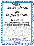 Sixth Grade Weekly Math Spiral Reviews (Weeks 10-18)