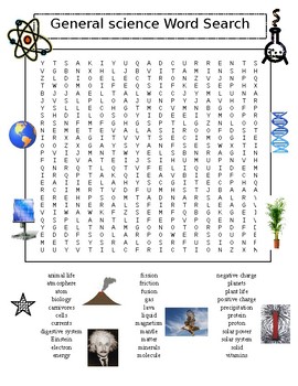 sixth grade word search puzzle plus general science word