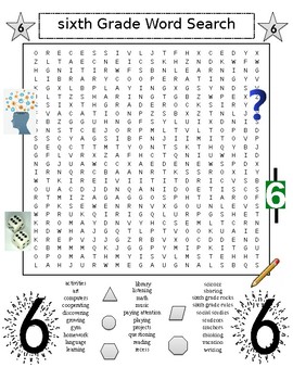 Preview of Sixth Grade Word Search Puzzle PLUS Math Word Search Puzzle (2 Puzzles)
