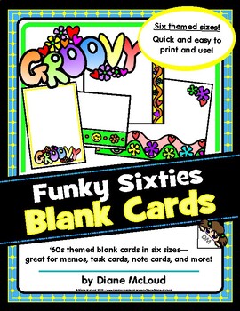 Preview of Sixties Themed Funky Blank Cards—great for task cards, memos, and more!