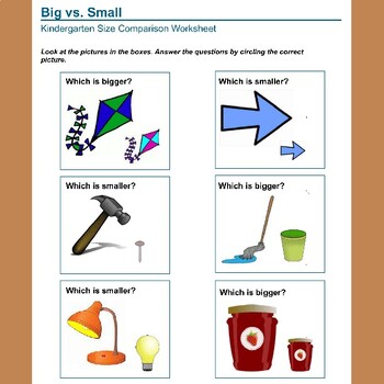 Size Comparison Worksheets/Kindergarten by WonderTech World