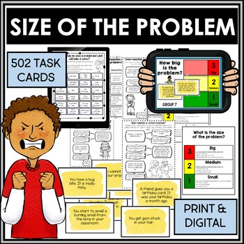 Preview of Size of the problem behavior task cards and worksheets social skills SEL