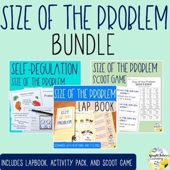 Preview of Size of the Problem Counseling Bundle - Lap Book Activity Pack and Scoot Game