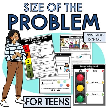 Preview of Size of the problem behavior task cards worksheets social skills SEL TEENS
