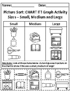 Preview of Sizes: Small, Medium and Large Picture Sort Graph Activity - RI.K.7 , RI.K.9