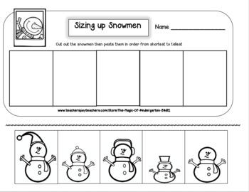 Sizing up Snowmen Bundle by The Magic of Kindergarten | TpT