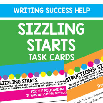 Preview of Sizzling Start Task Writing Cards - Fix My Story Starters! Make them exciting!