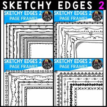 Preview of Sketchy Edges 2 - Hand Drawn Page Border Clip Art Bundle {Educlips Clipart}