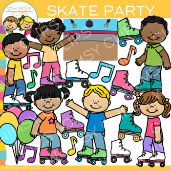 Preview of Skating Kids Roller Skate Party Clip Art