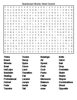 Skateboard Word Search and Crossword Puzzle by Lonnie Jones Taylor