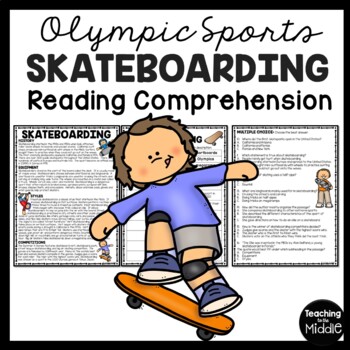 Preview of Skateboarding Reading Comprehension Worksheet Olympics Olympic Sports Skating