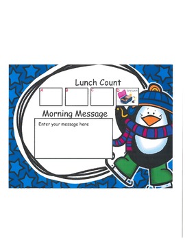Preview of Skating Penguin Lunch Count and Morning Message