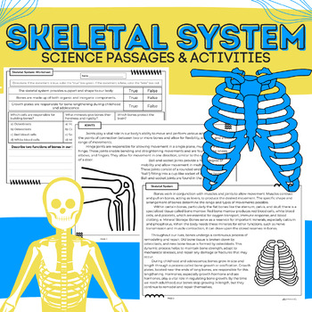 Preview of Skeletal System, Bones, and Joints: Science Passages. Worksheets, & Projects