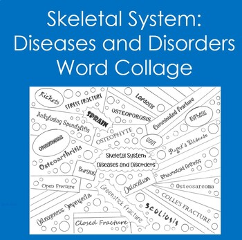 Preview of Skeletal System: Diseases and Disorders Word Collage (Coloring, Anatomy)