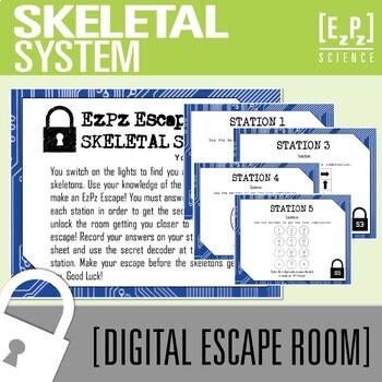 Preview of Skeletal System Escape Room Activity | Science Review Game