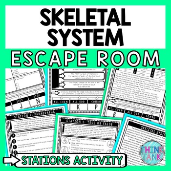 Preview of Skeletal System Escape Room Stations - Reading Comprehension Activity