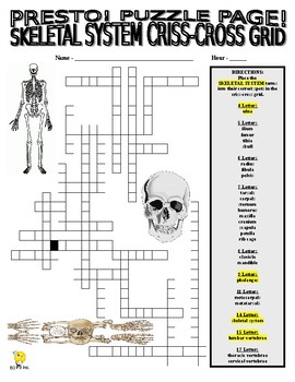 Preview of Skeletal System Puzzle Page (Wordsearch / Vocabulary / Science / Human Body)