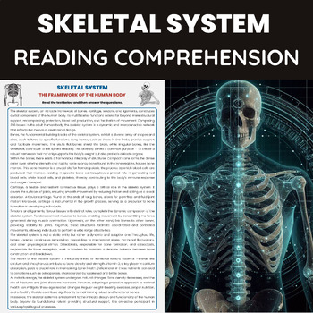 Preview of Skeletal System Reading Comprehension Worksheet | Human Anatomy