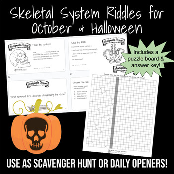 Preview of Skeletal System Riddles (Halloween Activity)
