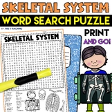 Skeletal System Word Search Puzzle Human Body Systems Word
