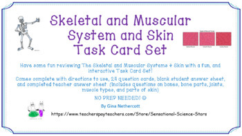 Preview of Skeletal and Muscular Systems & Skin Task Card Set