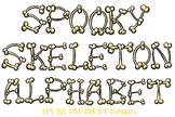 Skeleton Bones Cartoon Letter Font Type Alphabet Spooky SVG PNG