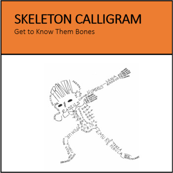 Preview of Skeleton Calligram- Great Halloween Craft While Learning Them Bones