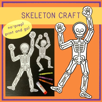 Preview of Skeleton Craft | Halloween Puppet | Spooky Scary Preschool Holiday Printable