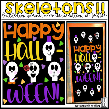 Skeleton Halloween/Fall Bulletin Board, Door Decoration, or Poster