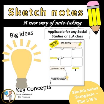 Preview of Sketch Notes Template (History & ELA)