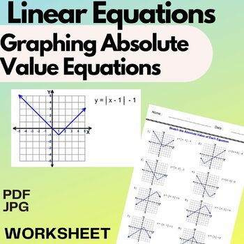 Preview of Sketch the Absolute Value of Each Equation - Graphing Absolute Value Equations