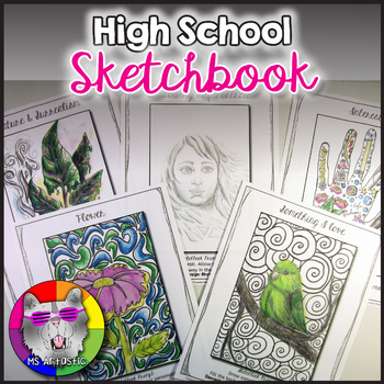 Preview of Sketchbook Art Lessons | High School Sketchbook Worksheets, Prompts & Activities