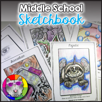 Preview of Sketchbook Art Lessons for Middle School Art | Prompts, Worksheets, Activities