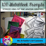 Sketchbook Task Cards, Sketchbook Prompt & Ideas, 120 Drawing Prompts