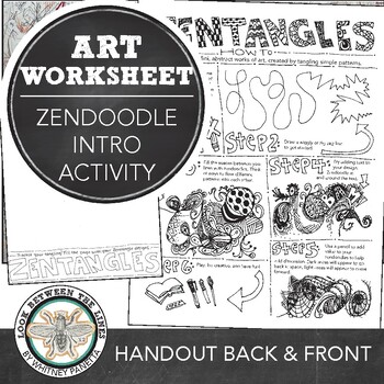 Preview of Zentangle Art Worksheet Activity Early Finisher, Lesson, Zendoodle Art Sub Plan