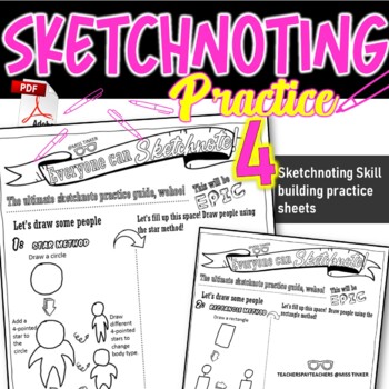 Preview of Sketchnoting Skill Building Practice Sheets, Empowers Visual Thinking!Just Print