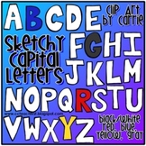 Sketchy Capital Letters Doodles (BW and 4 different full c