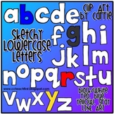 Sketchy Lowercase Letters Doodles (BW, full-color, and lin